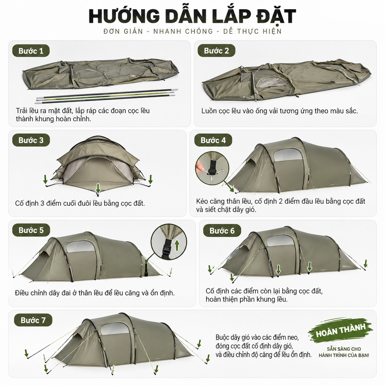 Lều Đường Hầm Naturehike 3 Người Siêu Nhẹ, Lều Camping 4 Mùa Nylon 15D Chống Thấm CNK2450WS036