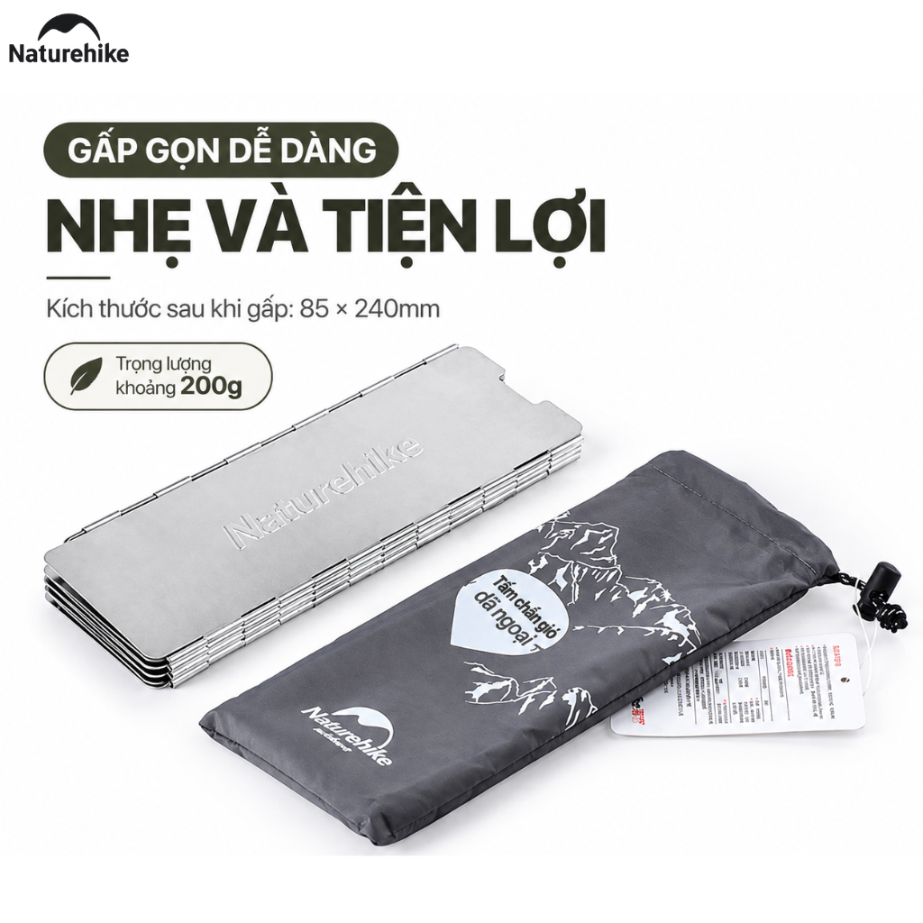 Tấm chắn gió dã ngoại Naturehike - Nhẹ, bền, gấp gọn, nấu ăn ngoài trời NH20CJ008
