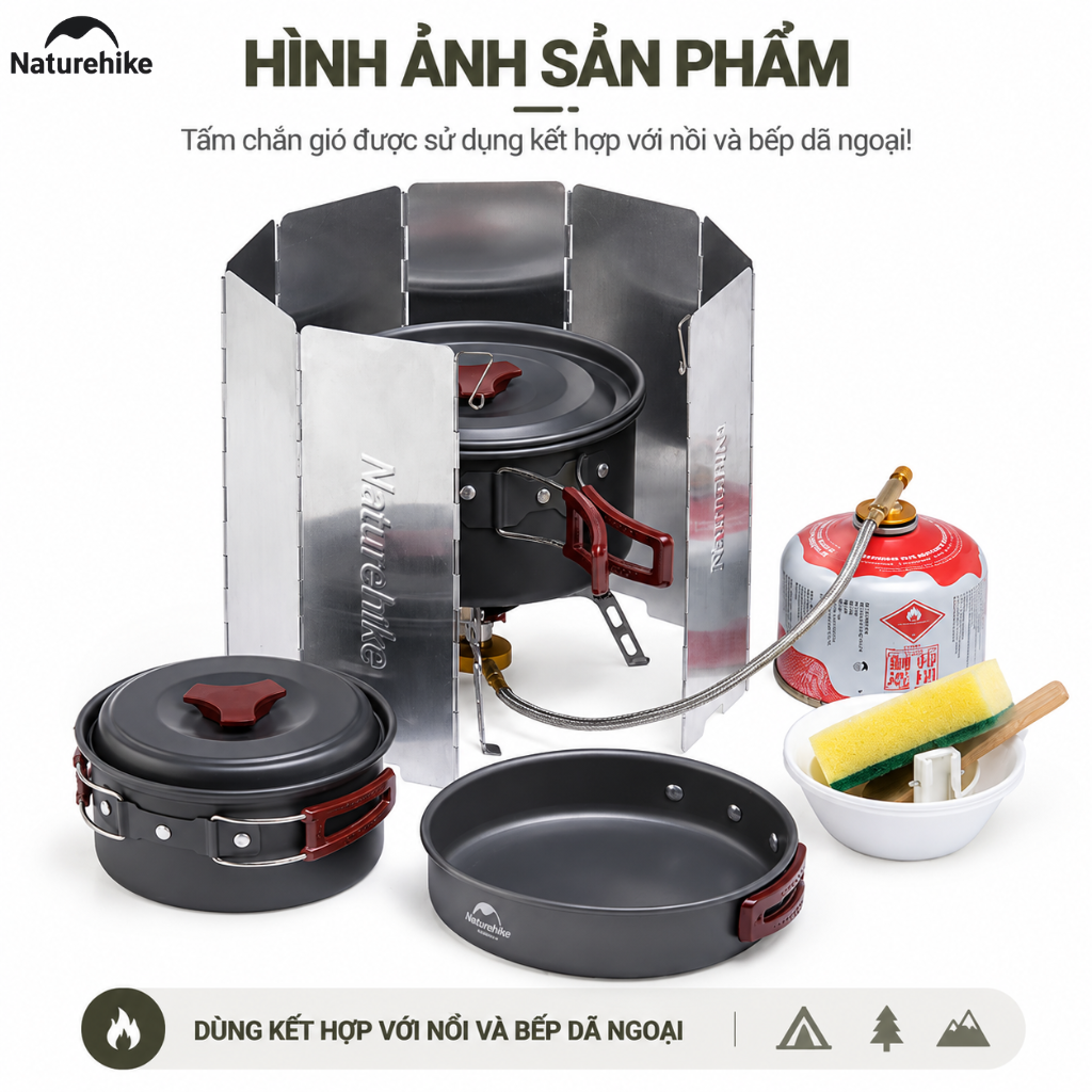Tấm chắn gió dã ngoại Naturehike - Nhẹ, bền, gấp gọn, nấu ăn ngoài trời NH20CJ008