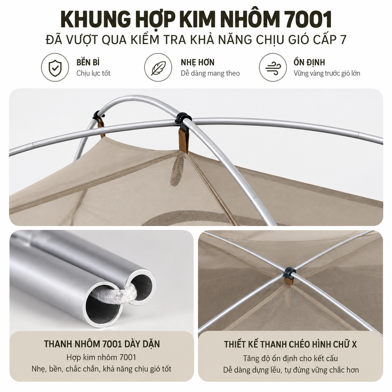 Lều Cắm Trại Naturehike 2-3 Người Siêu Nhẹ, Chống Nước PU2000mm+, UPF50+, Khung Nhôm 7001 CNK2300ZP024