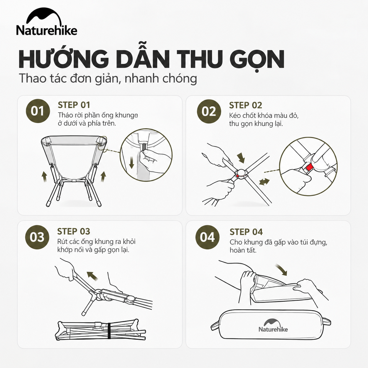 Ghế Dã Ngoại Naturehike YL01 – Tựa Lưng Cao, Đệm Êm, Gấp Gọn CNK2550JJ013
