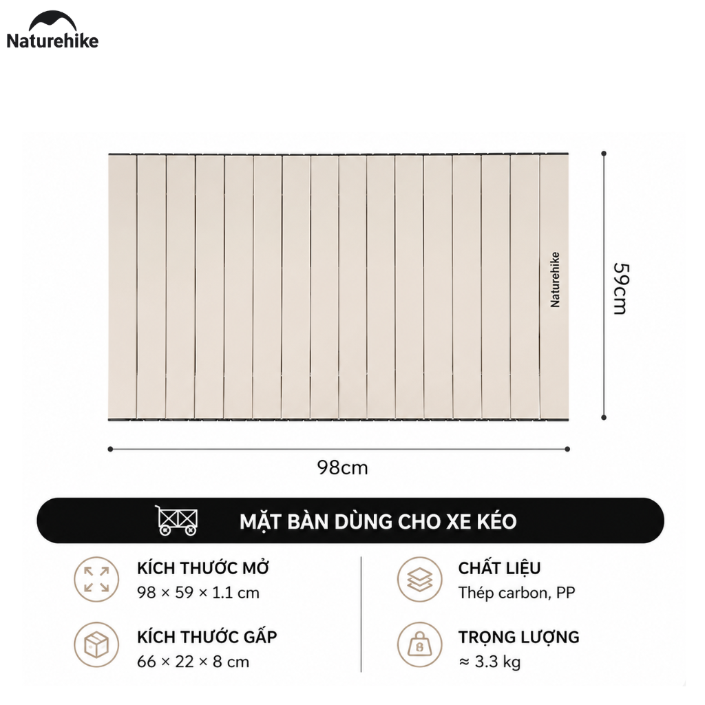 Mặt Bàn Xe Kéo Đa Năng Naturehike – Mặt Bàn Gấp Gọn Cho Xe Kéo Camping
