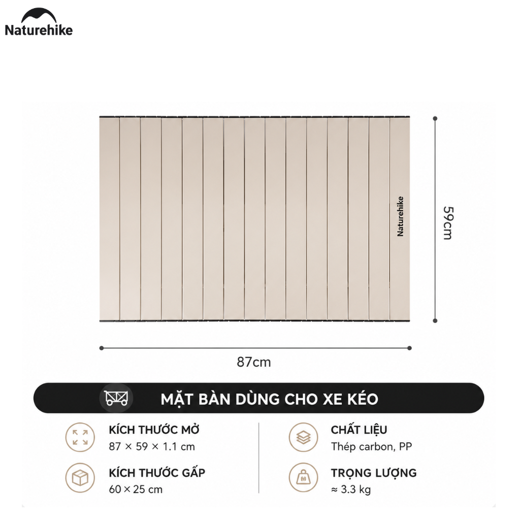 Mặt Bàn Xe Kéo Đa Năng Naturehike – Mặt Bàn Gấp Gọn Cho Xe Kéo Camping