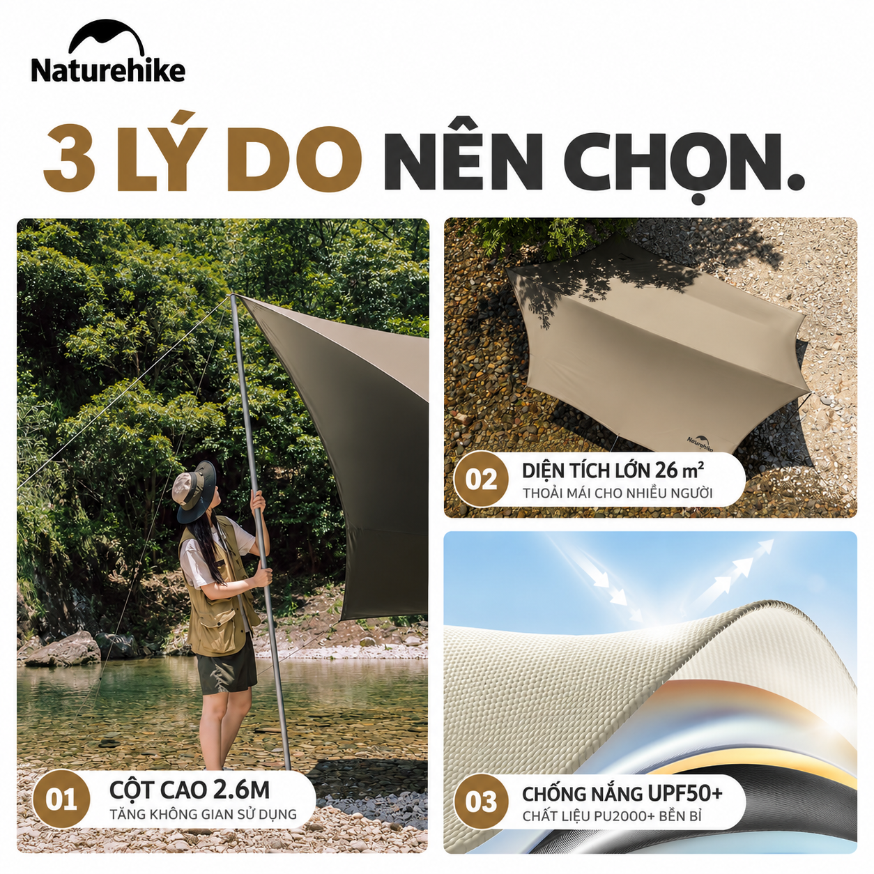 Tăng Che Nắng Naturehike Bát Giác – 8–18 Người, UPF50+, PU2000+CNK2350WS015