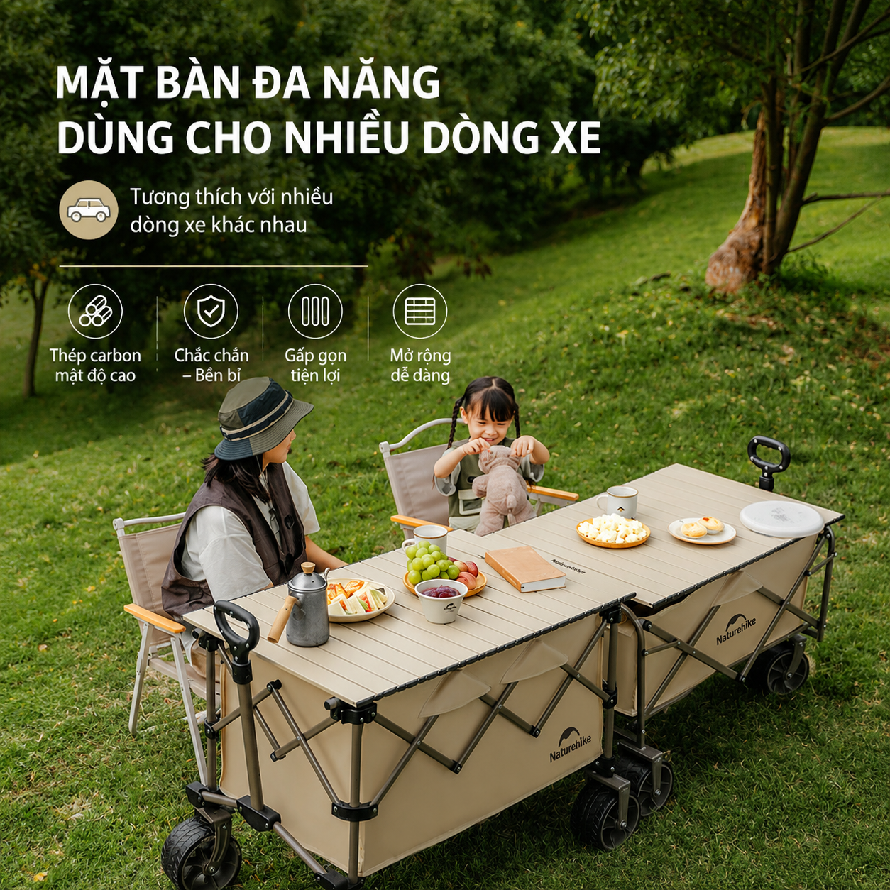 Mặt Bàn Xe Kéo Đa Năng Naturehike – Mặt Bàn Gấp Gọn Cho Xe Kéo Camping
