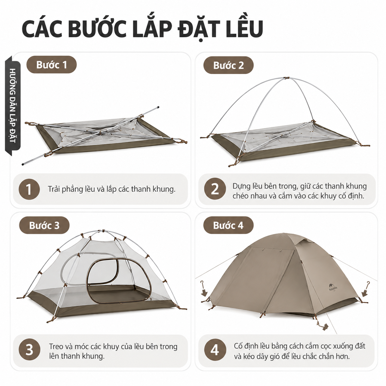 Lều Cắm Trại Naturehike 2-3 Người Siêu Nhẹ, Chống Nước PU2000mm+, UPF50+, Khung Nhôm 7001 CNK2300ZP024