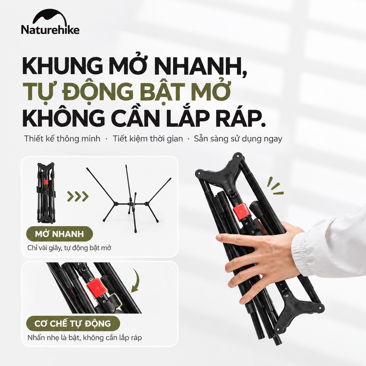 Ghế Dã Ngoại Naturehike YL01 – Tựa Lưng Cao, Đệm Êm, Gấp Gọn CNK2550JJ013