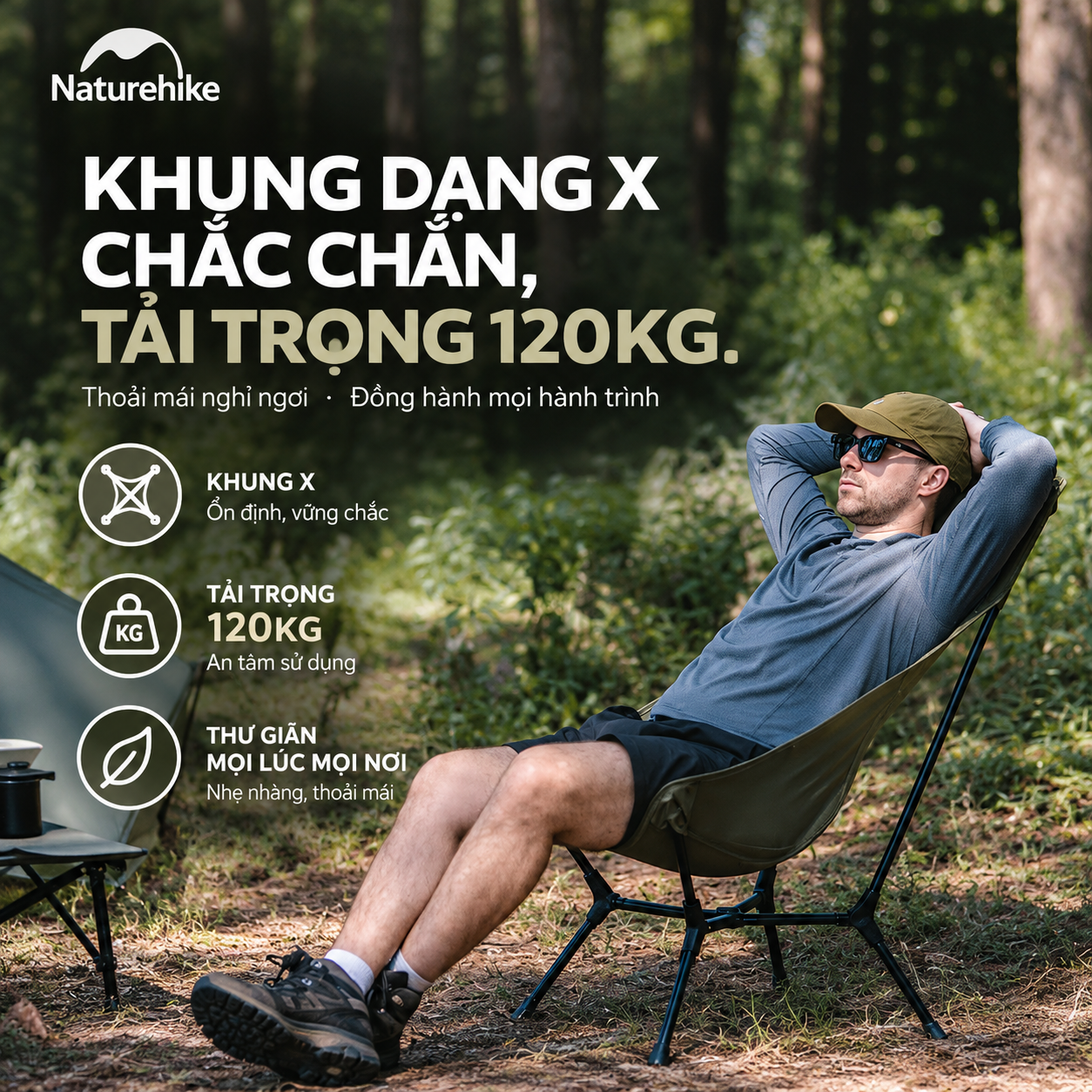 Ghế Dã Ngoại Naturehike YL01 – Tựa Lưng Cao, Đệm Êm, Gấp Gọn CNK2550JJ013