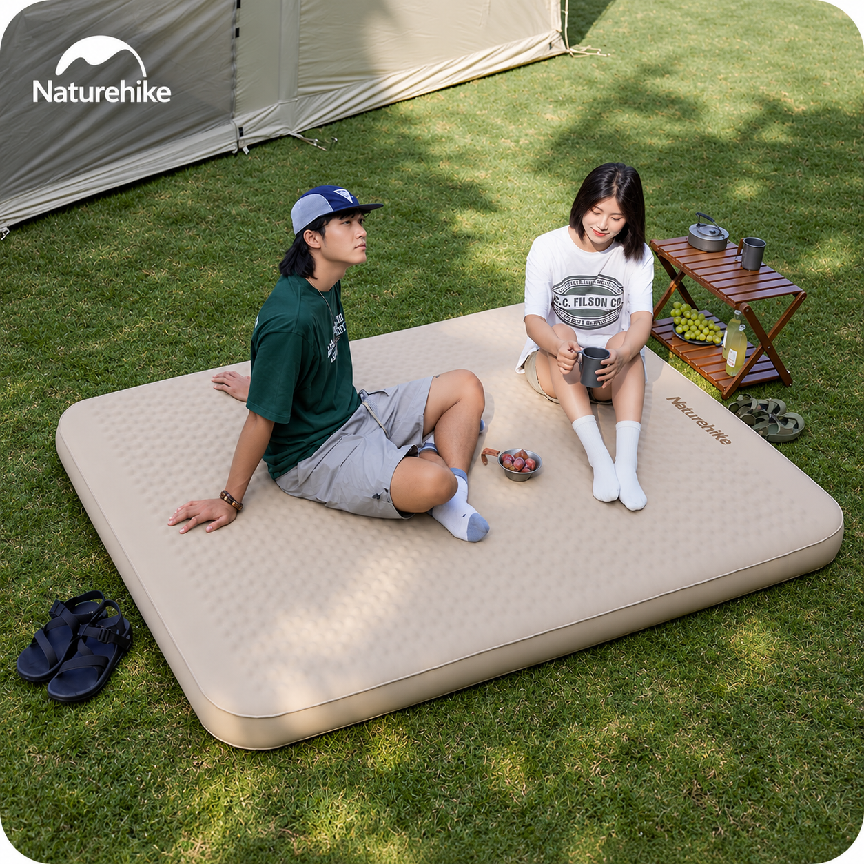 Đệm hơi tự bơm naturehike c12 – đệm ngủ camping 12cm, nhiều kích thước, êm ái & thoải mái CNK2300WS011