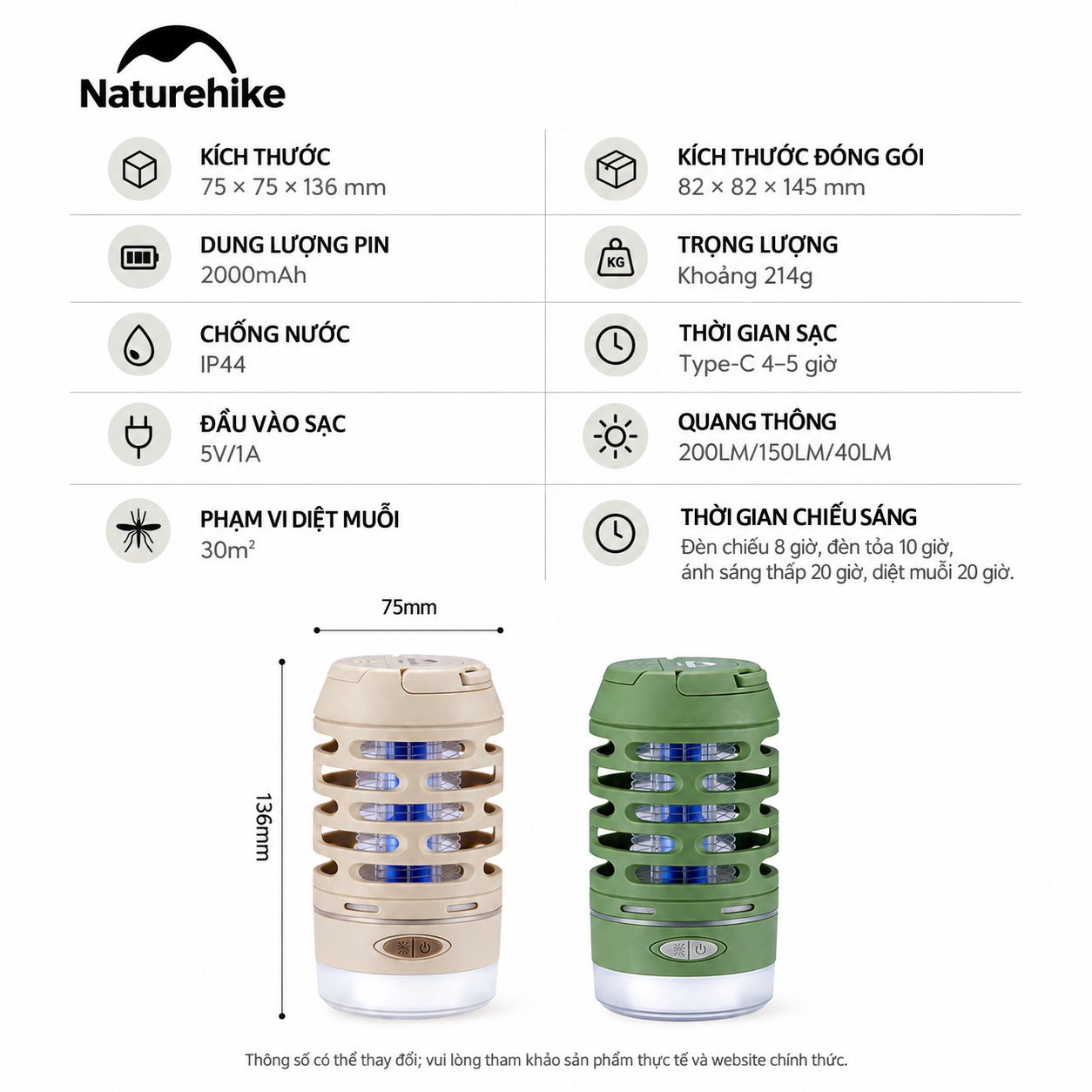 Đèn cắm trại diệt muỗi naturehike – Outdoor mosquito killer lamp | Chiếu sáng & bảo vệ không gian camping NH22ZM005
