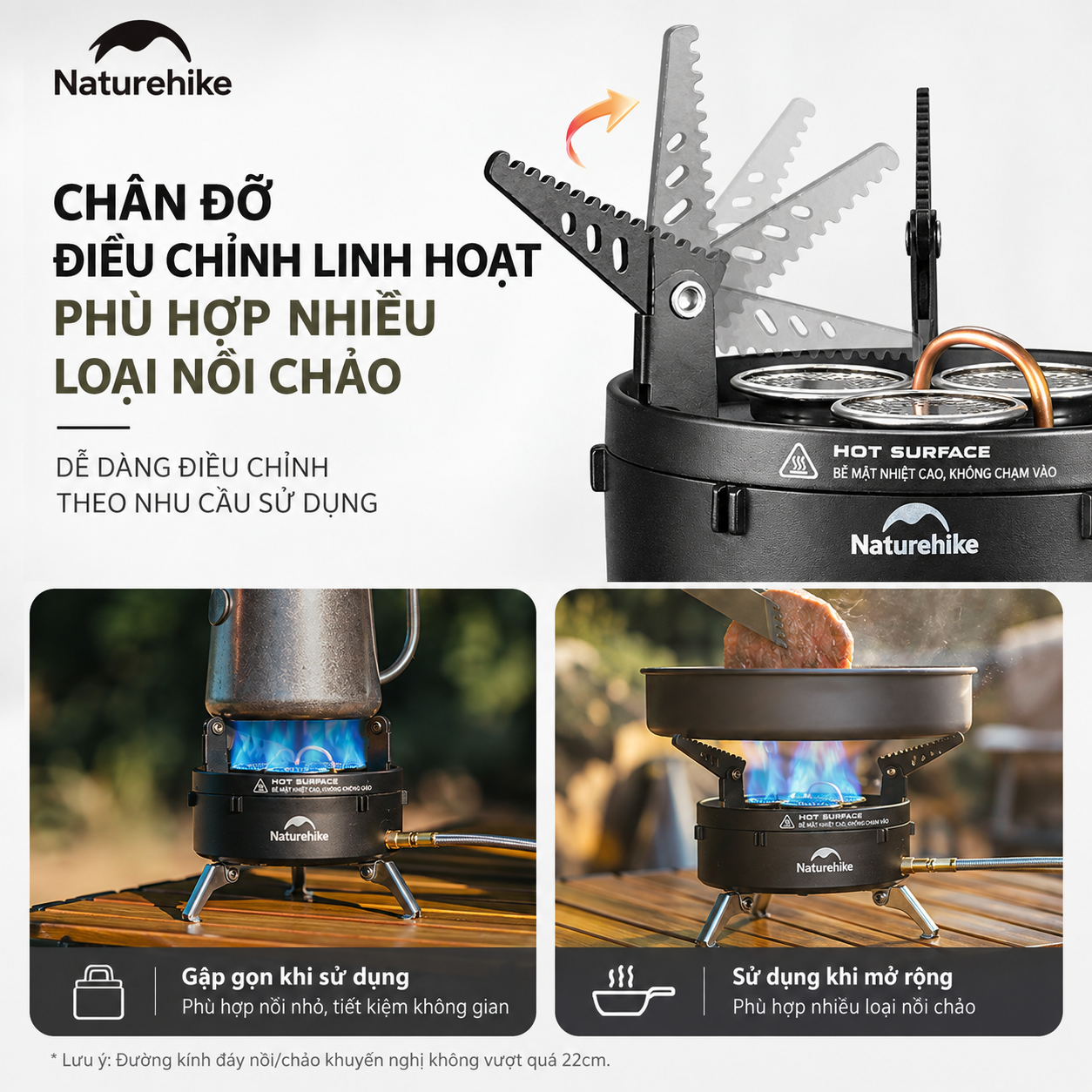 Bếp gas dã ngoại Naturehike - 3 đầu đốt, công suất lớn CNK2450CF019
