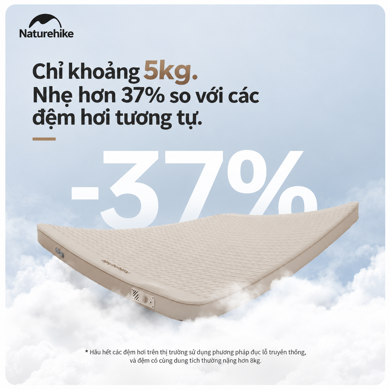Đệm hơi tự bơm naturehike c12 – đệm ngủ camping 12cm, nhiều kích thước, êm ái & thoải mái CNK2300WS011