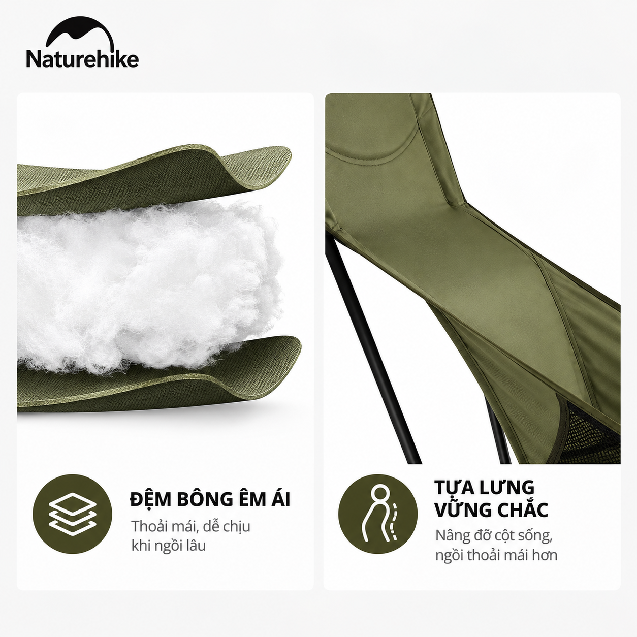 Ghế Dã Ngoại Naturehike YL01 – Tựa Lưng Cao, Đệm Êm, Gấp Gọn CNK2550JJ013