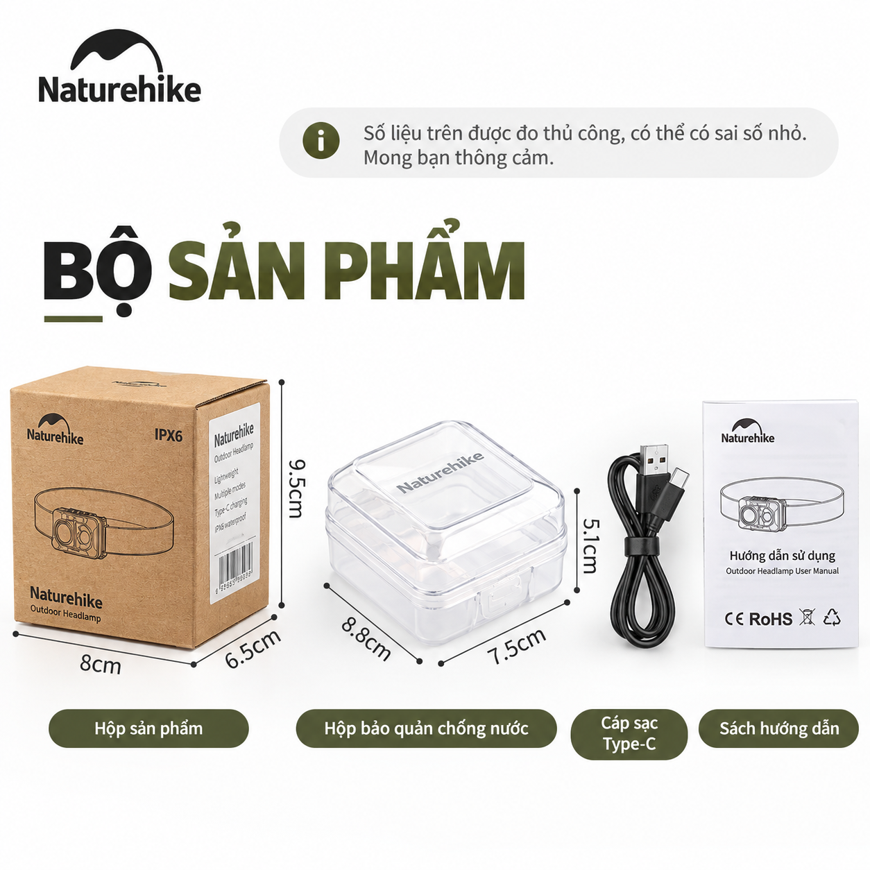 Đèn Đội Đầu Naturehike Xingyu Max – 500LM | IP66 | 84g | Type-C CNK2450ZM010