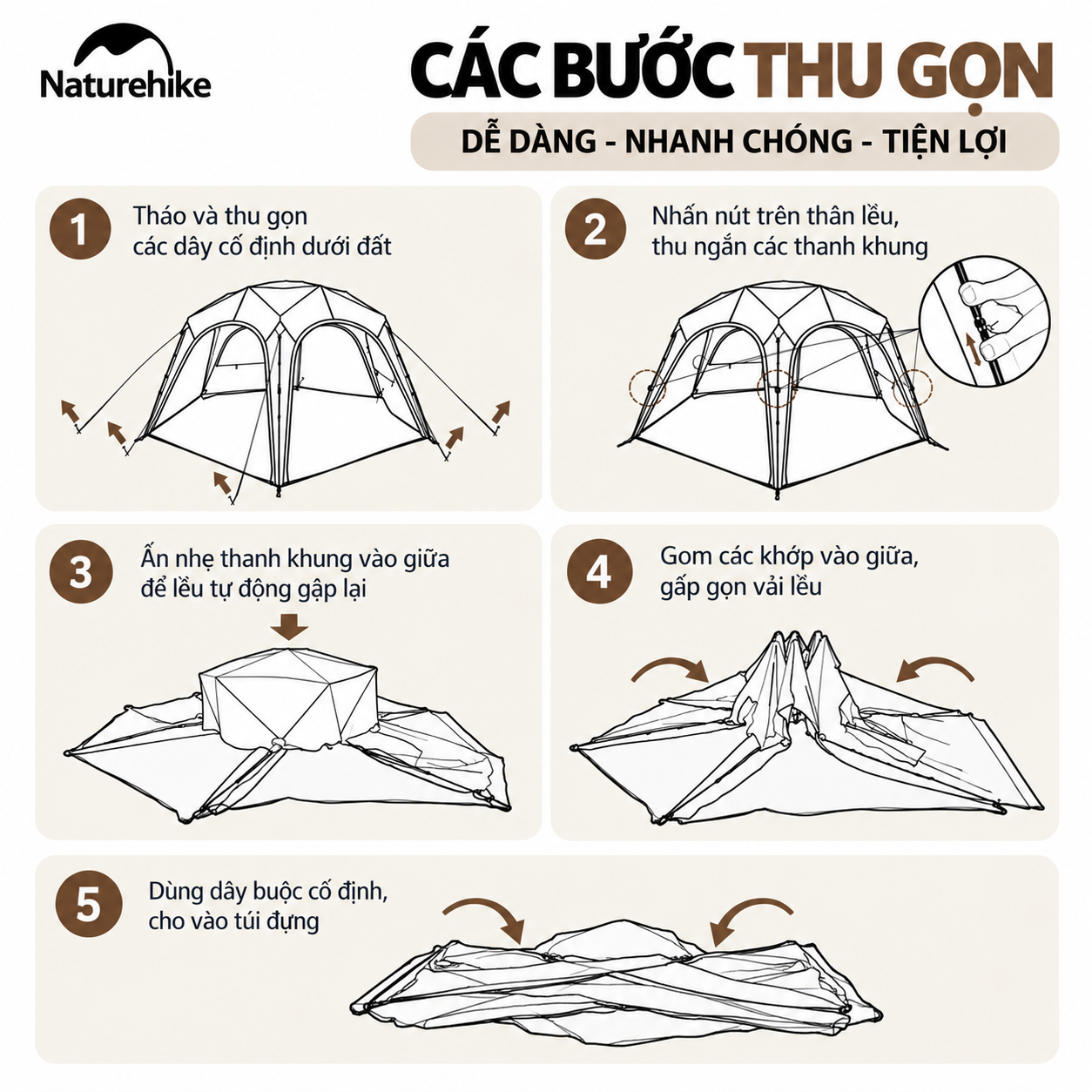 Lều Mái Vòm Lục Giác Naturehike 14m², Lều Cắm Trại Dã Ngoại Gia Đình Chống Nắng Chống Thấm CNK230WS014