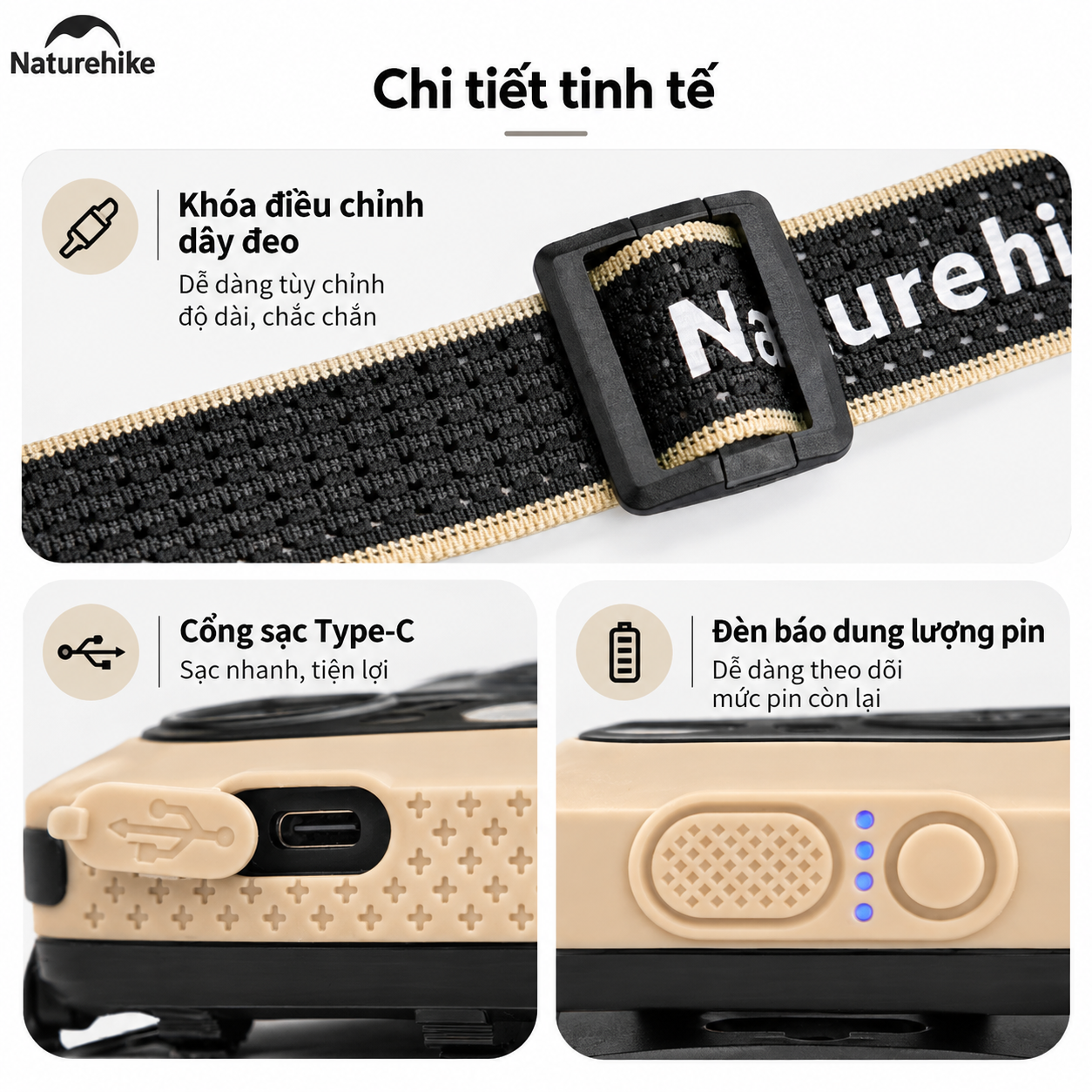 Đèn Đội Đầu Naturehike Starlit Pro – 400LM, 1200mAh, IP66, Cảm Biến Vẫy Tay, Góc Chiếu 70° CNK2450ZM015