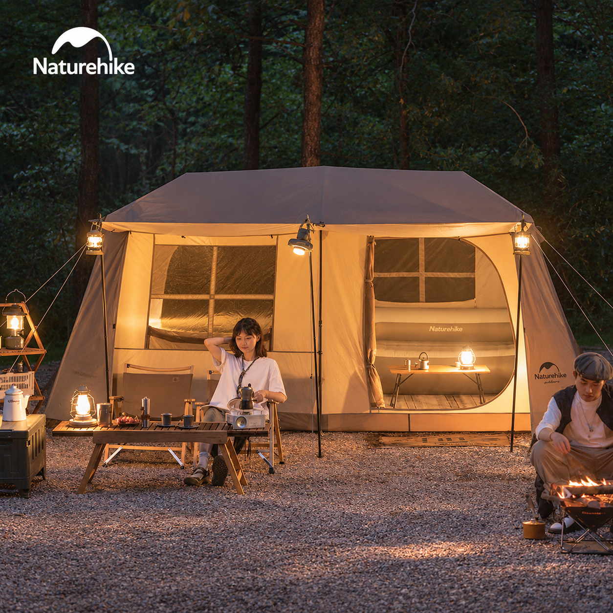 Lều Cắm Trại Naturehike Village 13 Tự Động, Lều Gia Đình 4-6 Người Rộng Rãi, Oxford 210D Tiblack Chống Nắng CNH22ZP004