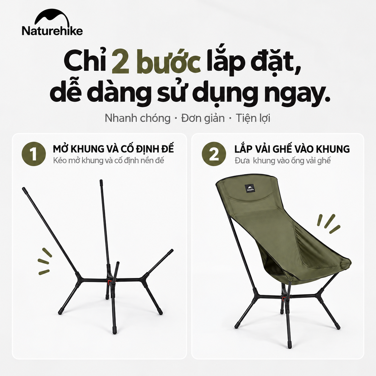 Ghế Dã Ngoại Naturehike YL01 – Tựa Lưng Cao, Đệm Êm, Gấp Gọn CNK2550JJ013