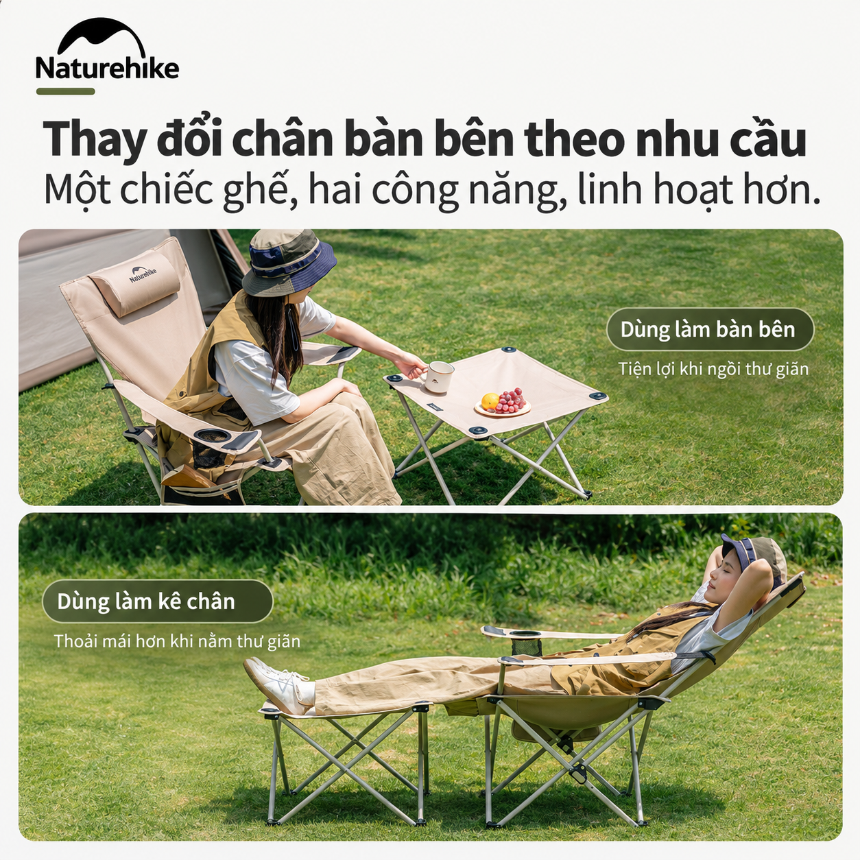 Ghế Thư Giãn 2 Trong 1 Naturehike – Ngả Lưng Gác Chân CNK2650JJ015
