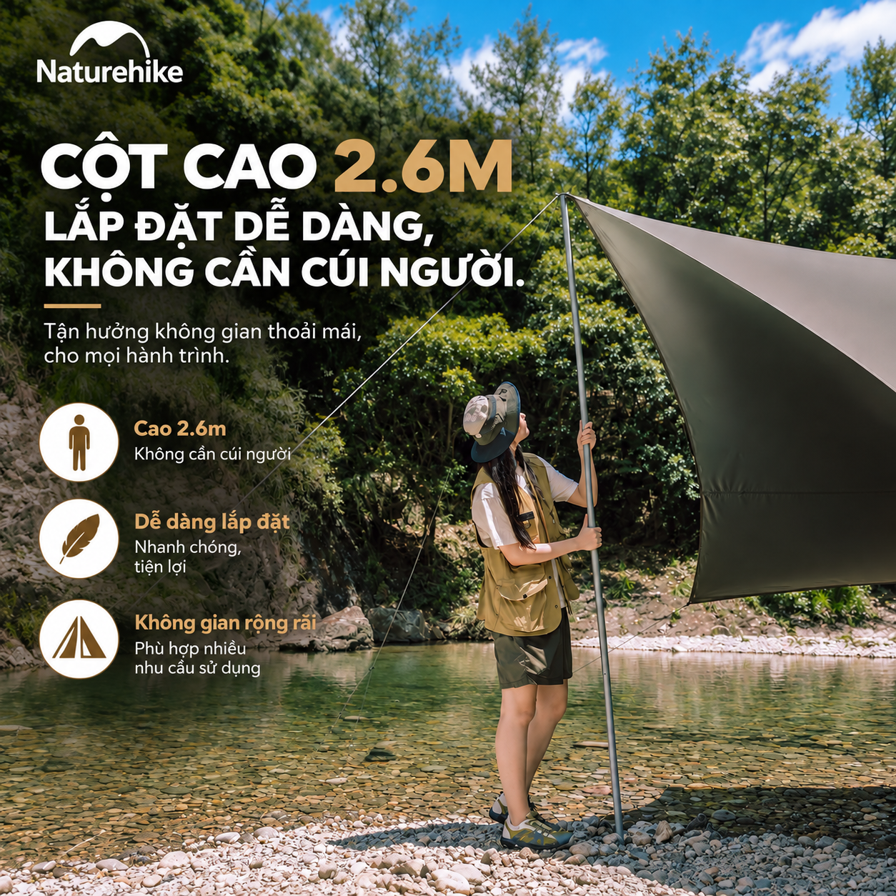 Tăng Che Nắng Naturehike Bát Giác – 8–18 Người, UPF50+, PU2000+CNK2350WS015