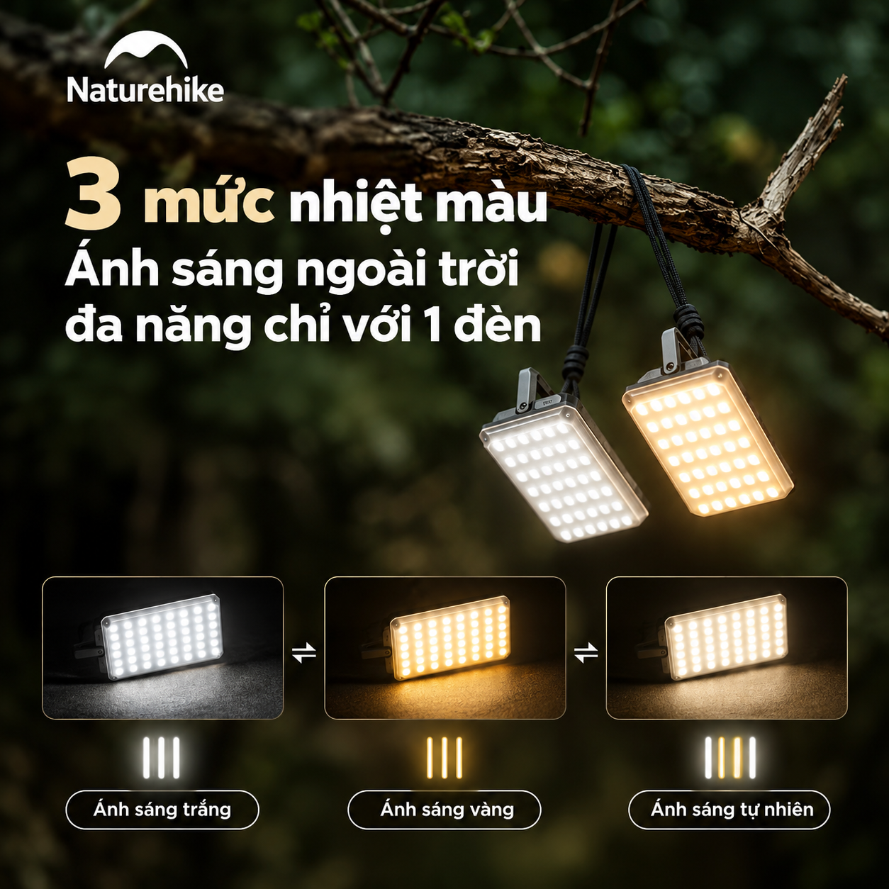 Đèn Cắm Trại Naturehike Star Air – 800LM | 5000mAh | 3 Màu Ánh Sáng CNK2650ZM010