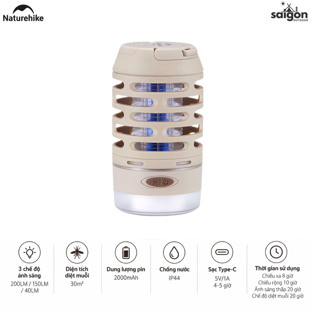 Đèn cắm trại diệt muỗi naturehike – Outdoor mosquito killer lamp | Chiếu sáng & bảo vệ không gian camping NH22ZM005