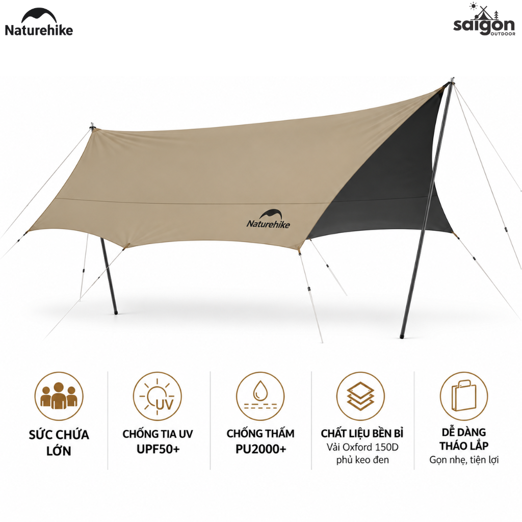 Tăng Che Nắng Naturehike Bát Giác – 8–18 Người, UPF50+, PU2000+CNK2350WS015