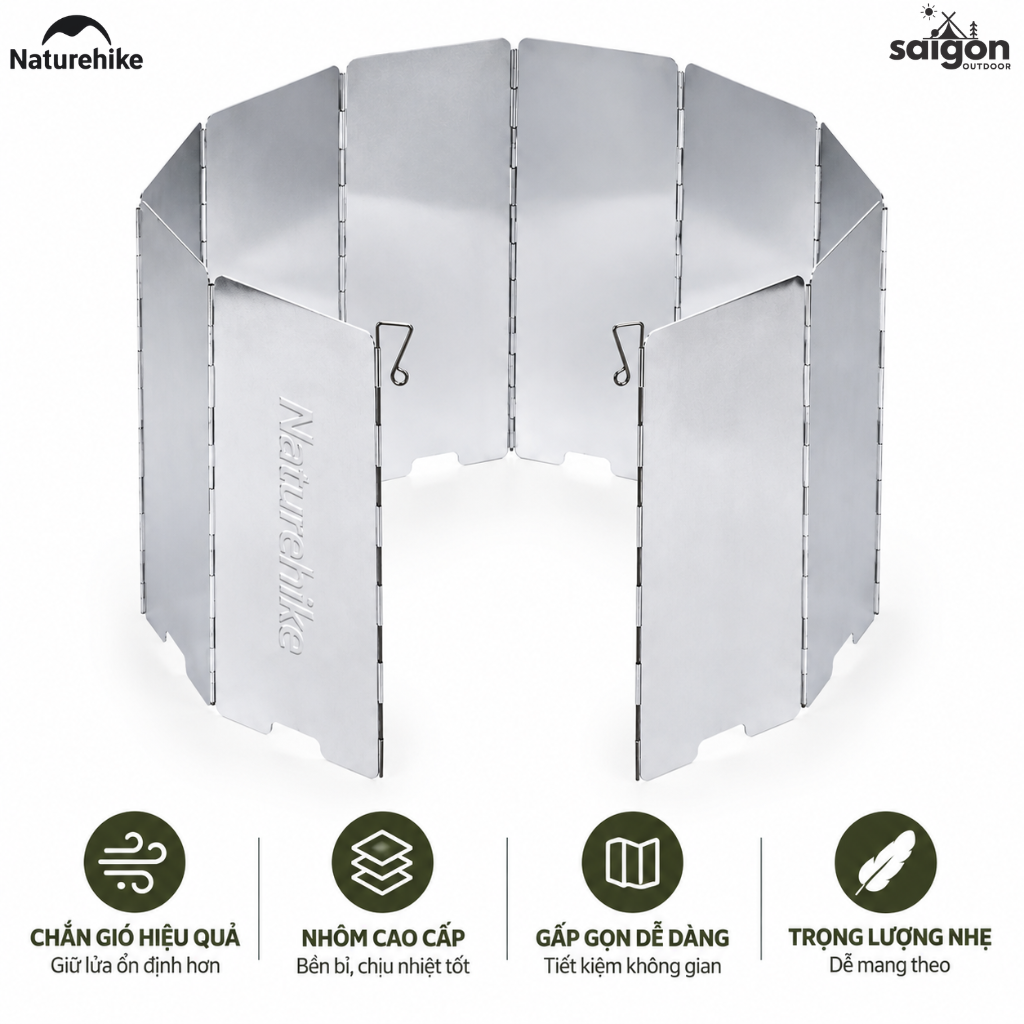 Tấm chắn gió dã ngoại Naturehike - Nhẹ, bền, gấp gọn, nấu ăn ngoài trời NH20CJ008