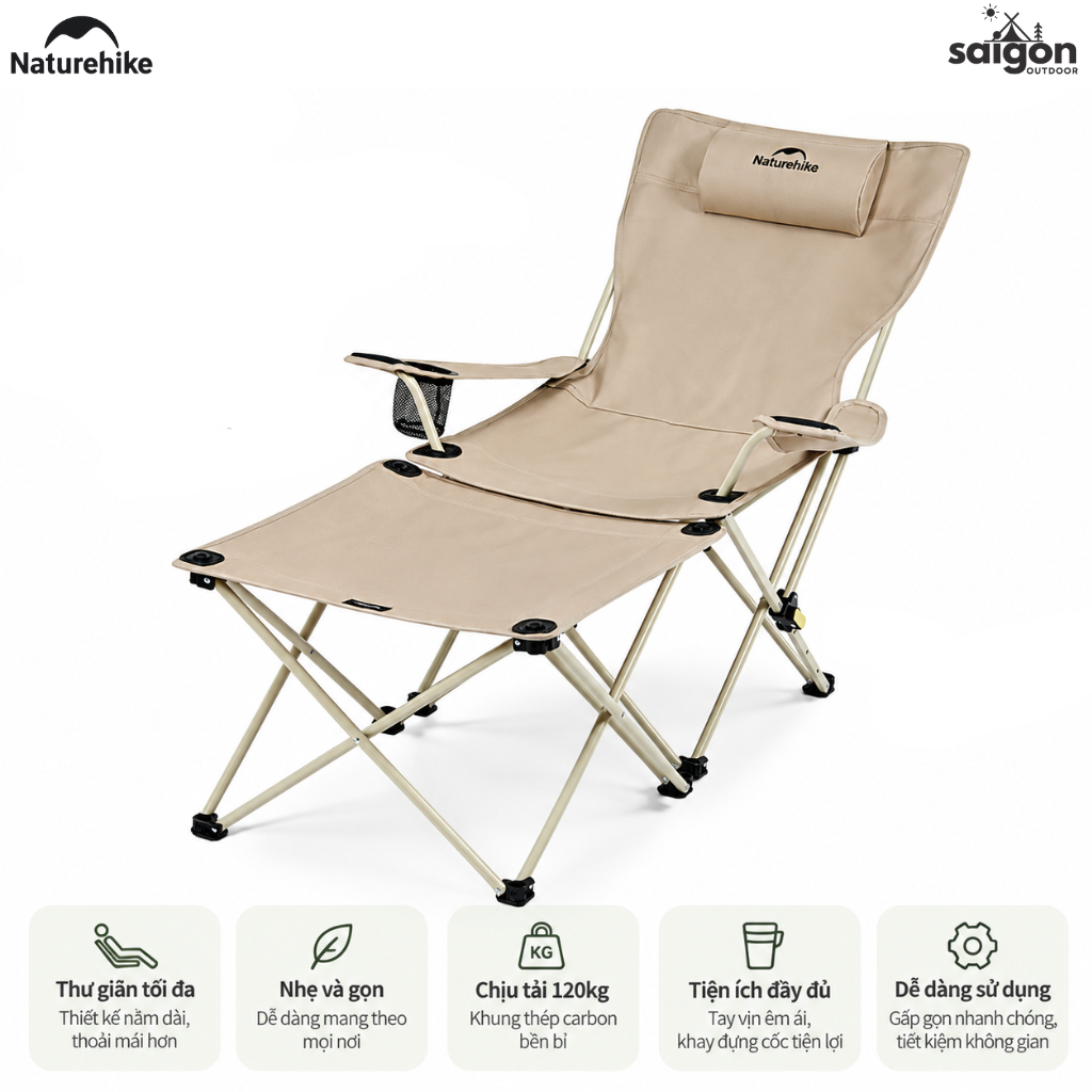 Ghế Thư Giãn 2 Trong 1 Naturehike – Ngả Lưng Gác Chân CNK2650JJ015