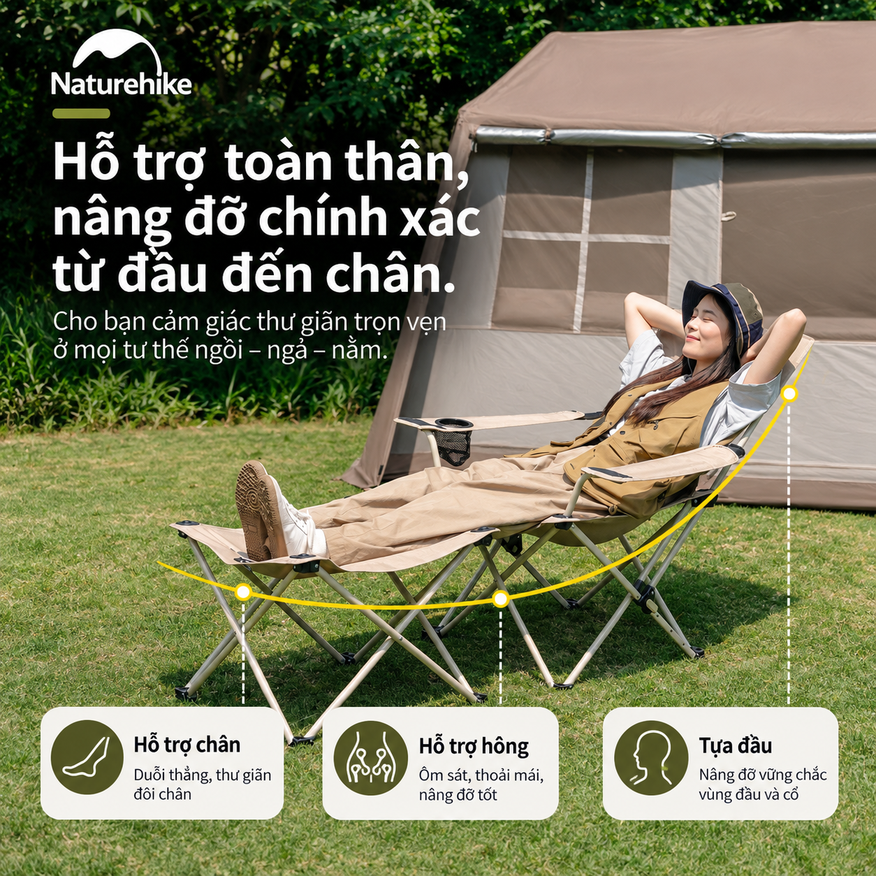 Ghế Thư Giãn 2 Trong 1 Naturehike – Ngả Lưng Gác Chân CNK2650JJ015