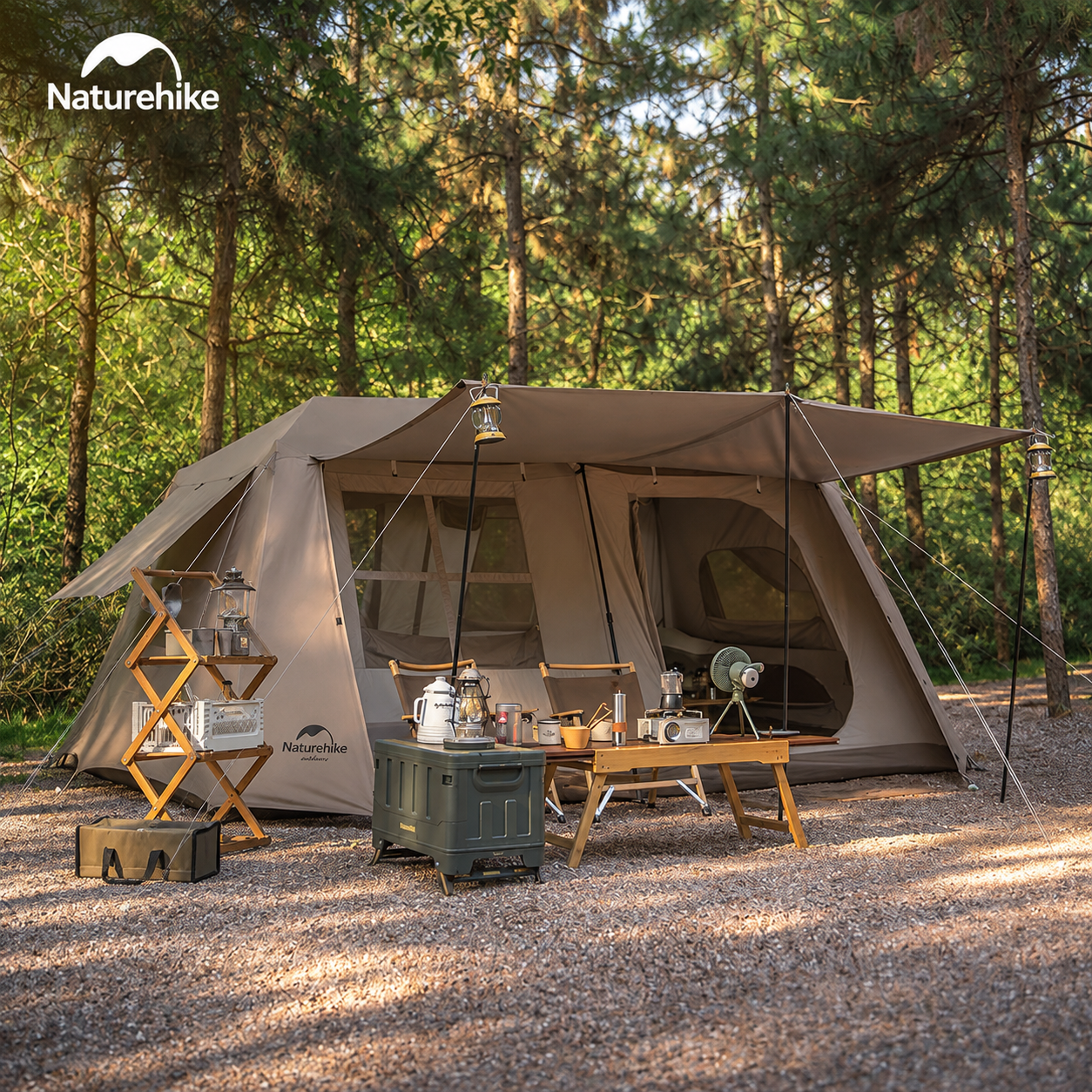 Lều Cắm Trại Naturehike Village 13 Tự Động, Lều Gia Đình 4-6 Người Rộng Rãi, Oxford 210D Tiblack Chống Nắng CNH22ZP004