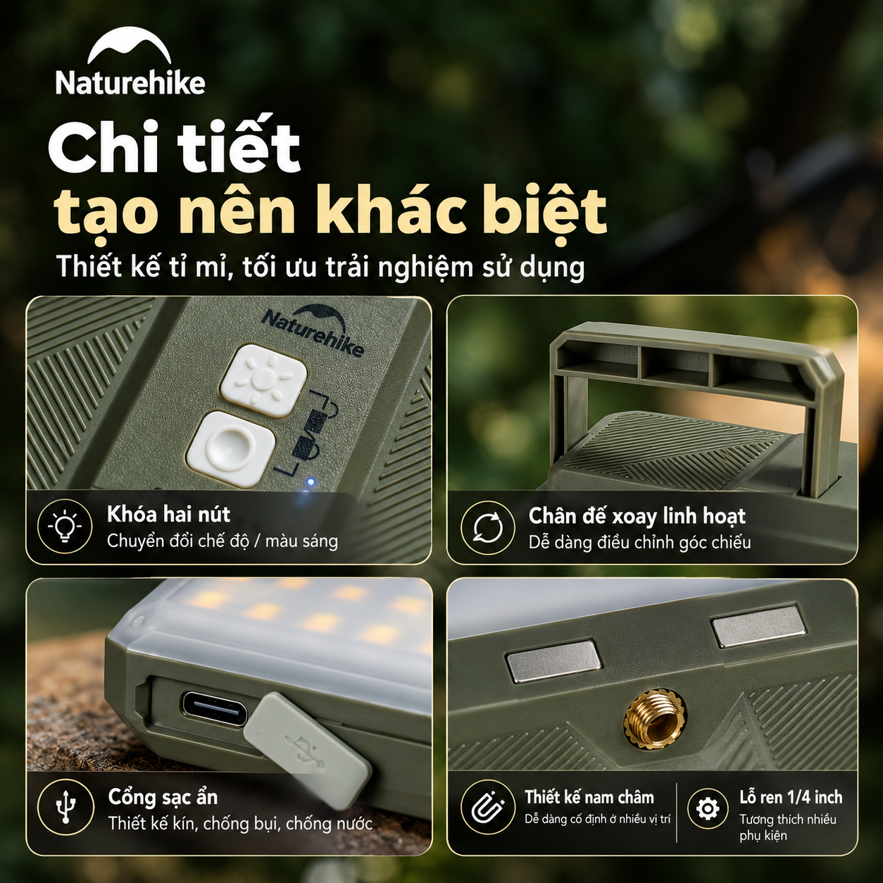 Đèn Cắm Trại Naturehike Star Air – 800LM | 5000mAh | 3 Màu Ánh Sáng CNK2650ZM010