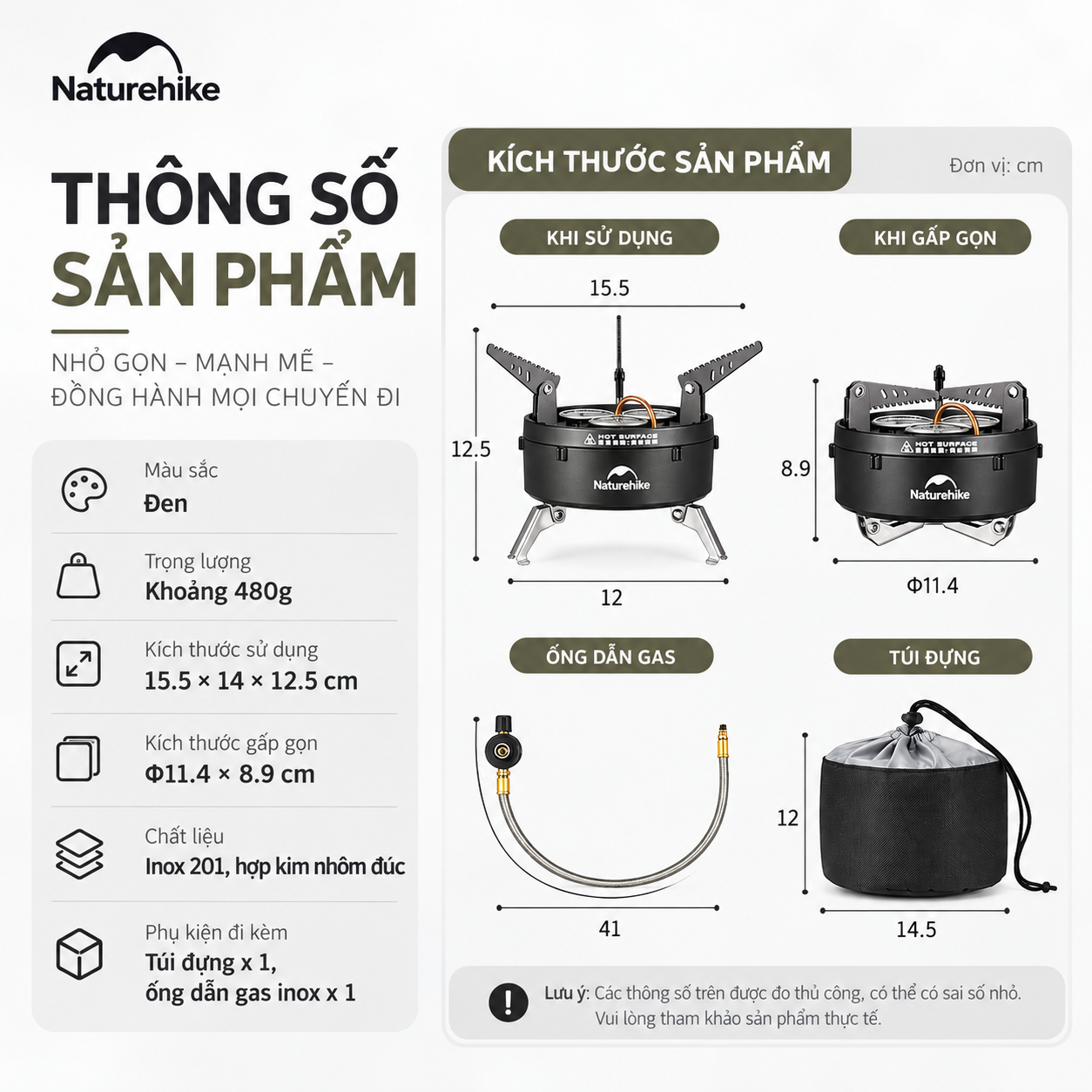 Bếp gas dã ngoại Naturehike - 3 đầu đốt, công suất lớn CNK2450CF019