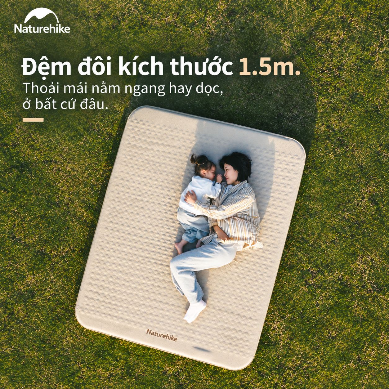 Đệm hơi tự bơm naturehike c12 – đệm ngủ camping 12cm, nhiều kích thước, êm ái & thoải mái CNK2300WS011