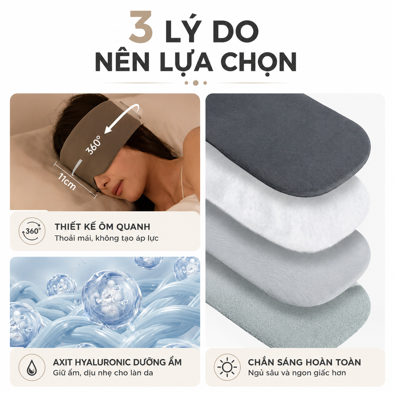 Bịt mắt ngủ Naturehike - Ôm trọn 360°, chắn sáng, velcro êm ái CNK2650PJ012