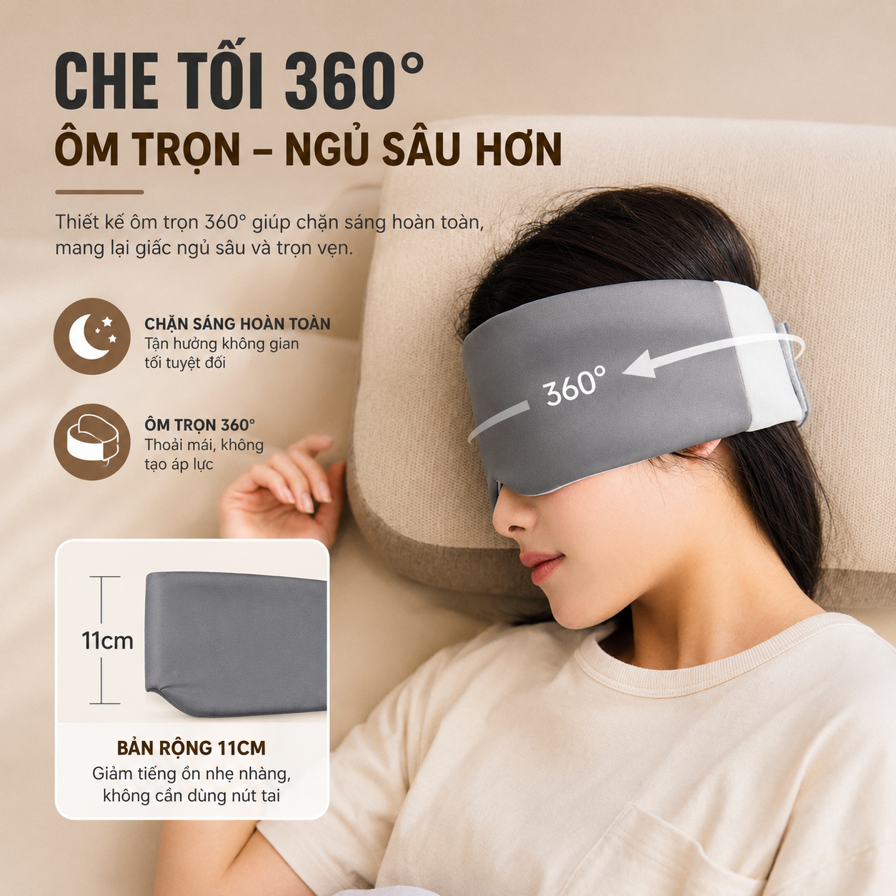 Bịt mắt ngủ Naturehike - Ôm trọn 360°, chắn sáng, velcro êm ái CNK2650PJ012