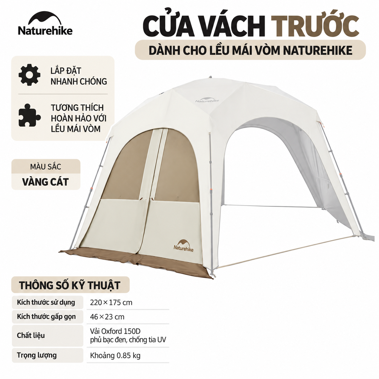 Lều Mái Vòm Lục Giác Naturehike 14m², Lều Cắm Trại Dã Ngoại Gia Đình Chống Nắng Chống Thấm CNK230WS014