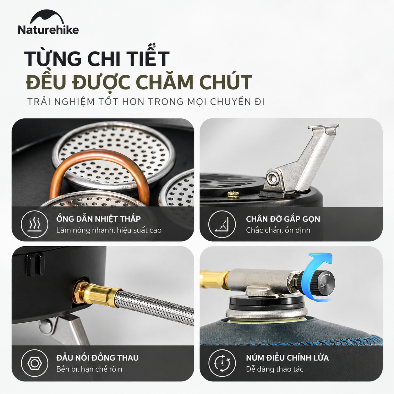 Bếp gas dã ngoại Naturehike - 3 đầu đốt, công suất lớn CNK2450CF019