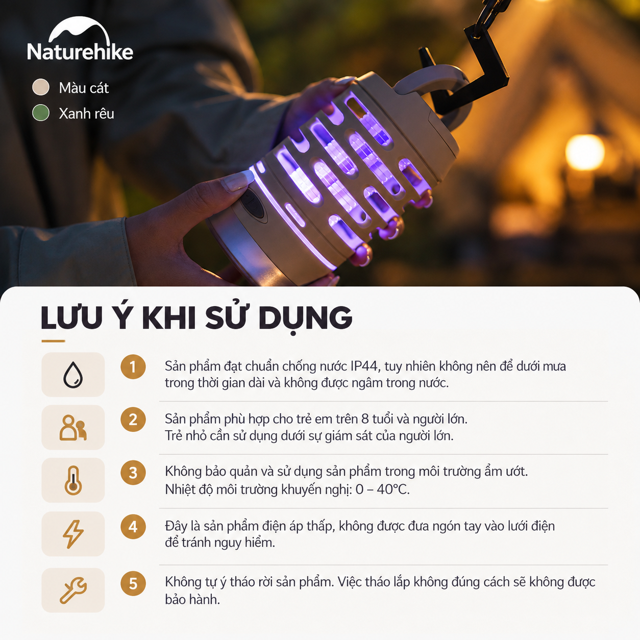 Đèn cắm trại diệt muỗi naturehike – Outdoor mosquito killer lamp | Chiếu sáng & bảo vệ không gian camping NH22ZM005