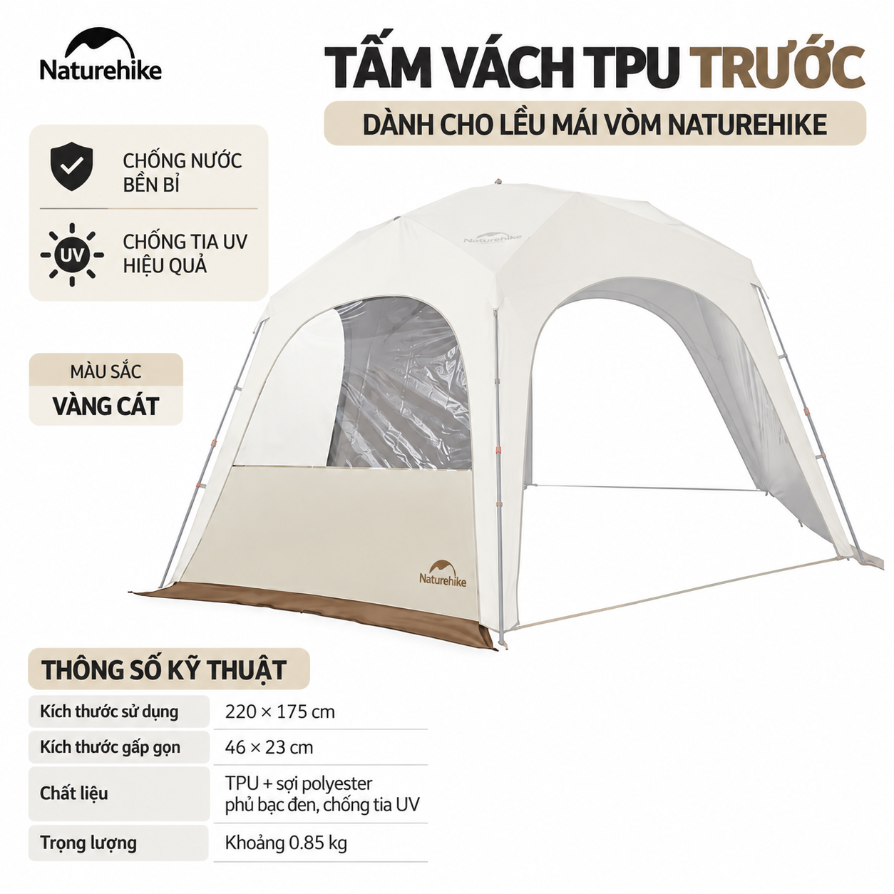 Lều Mái Vòm Lục Giác Naturehike 14m², Lều Cắm Trại Dã Ngoại Gia Đình Chống Nắng Chống Thấm CNK230WS014