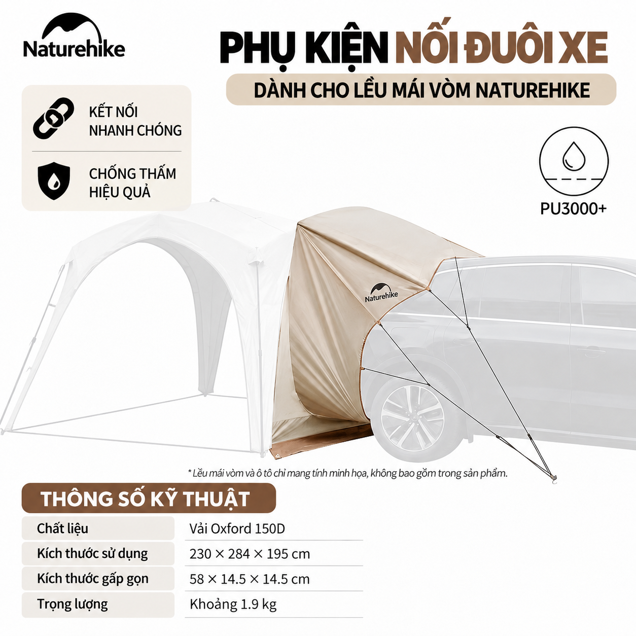 Lều Mái Vòm Lục Giác Naturehike 14m², Lều Cắm Trại Dã Ngoại Gia Đình Chống Nắng Chống Thấm CNK230WS014