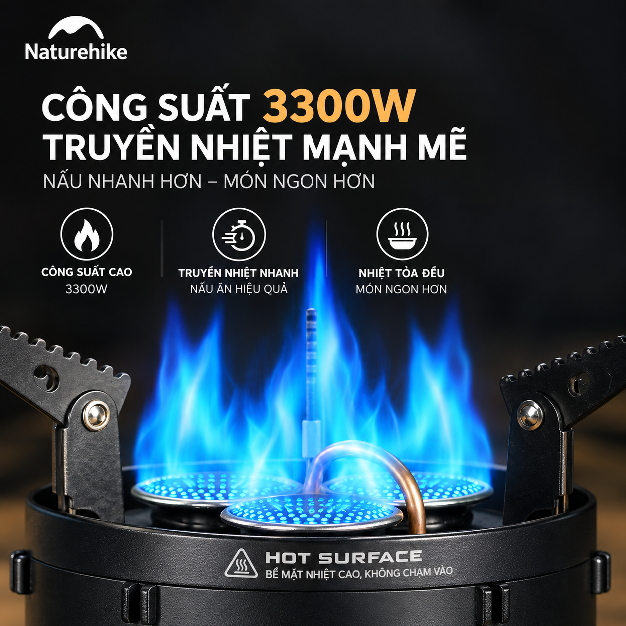 Bếp gas dã ngoại Naturehike - 3 đầu đốt, công suất lớn CNK2450CF019