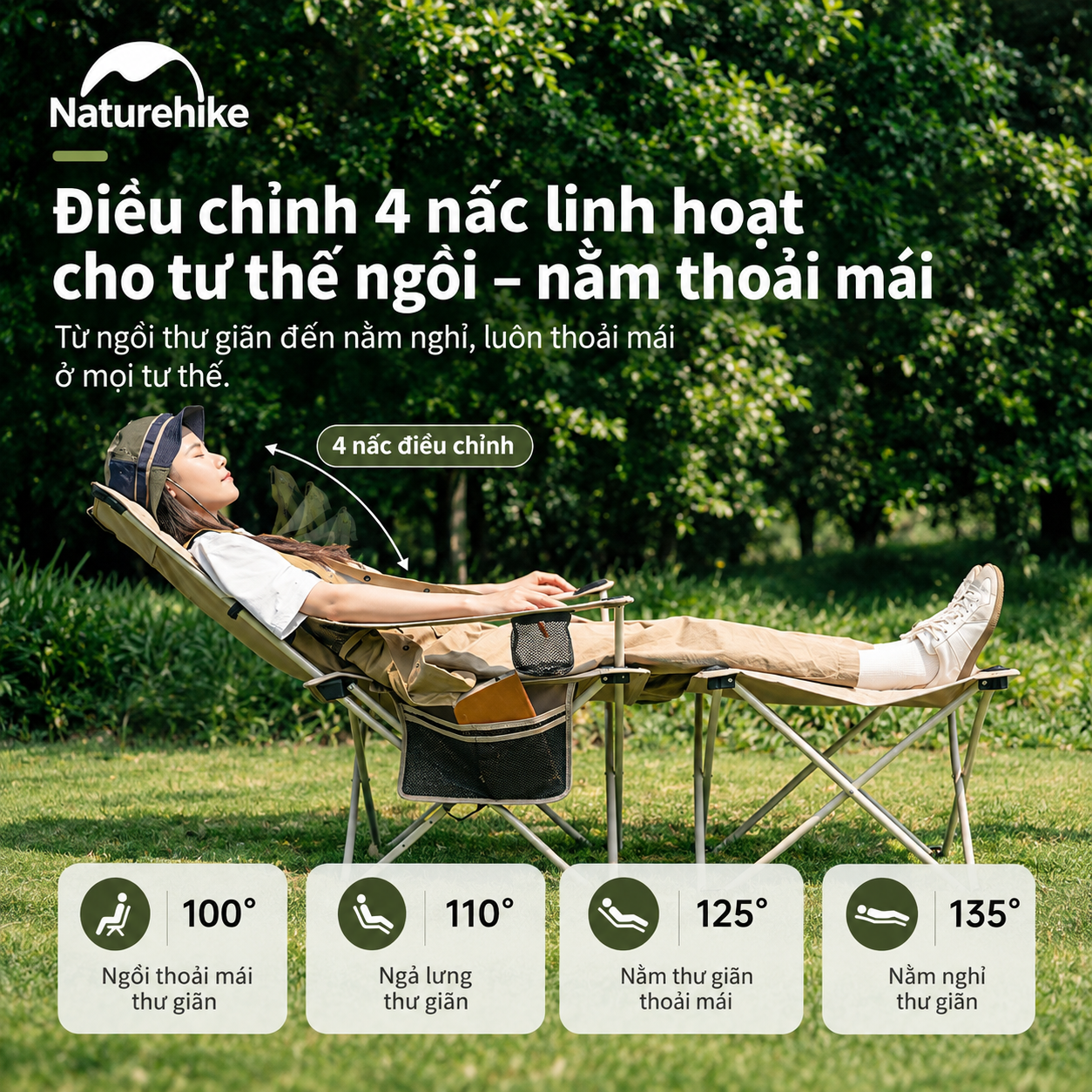 Ghế Thư Giãn 2 Trong 1 Naturehike – Ngả Lưng Gác Chân CNK2650JJ015