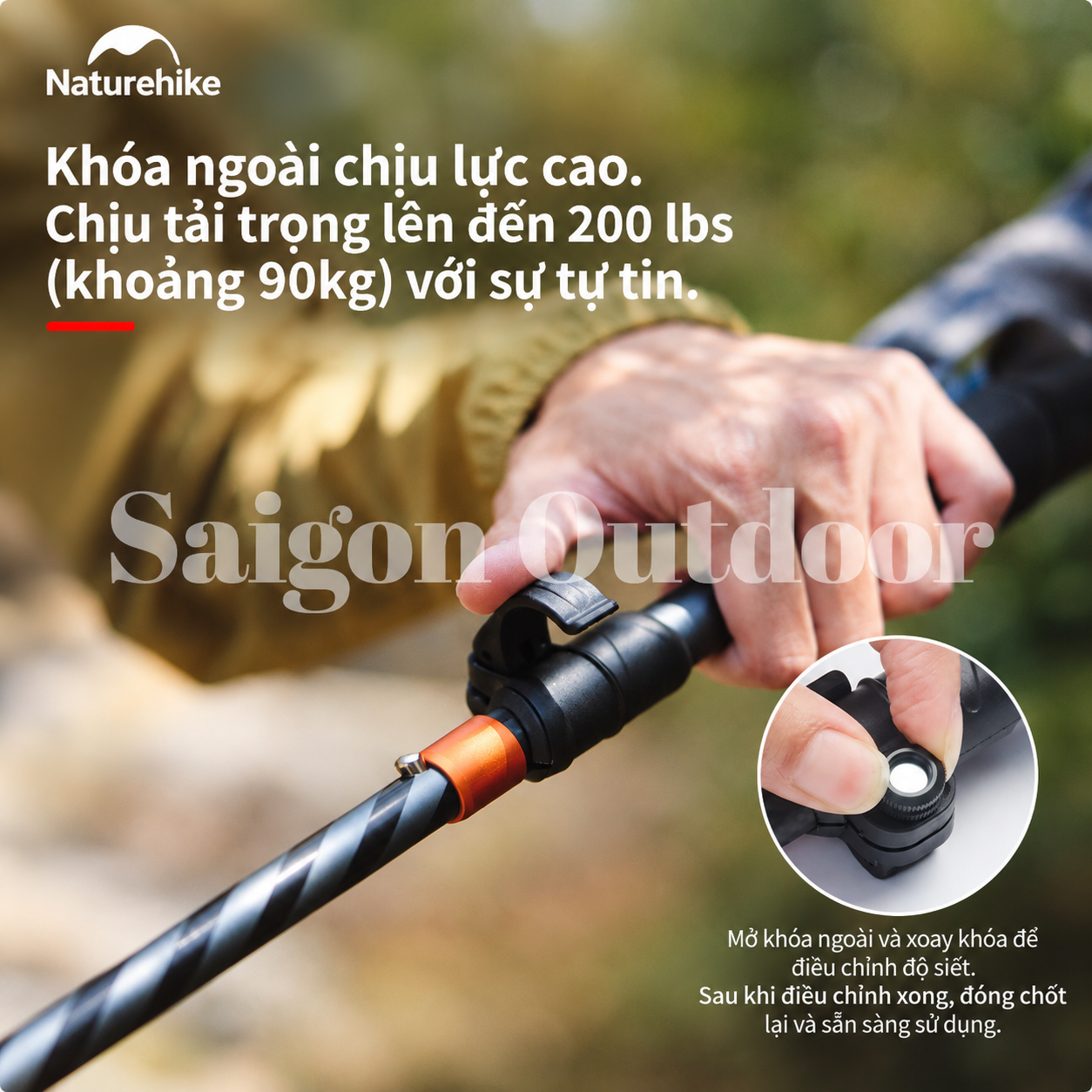 Gậy Trekking Naturehike Gale Trek – Gấp Gọn, Tay Cầm Công Thái Học, Hỗ Trợ Leo Núi & Hiking CNK2450DS013