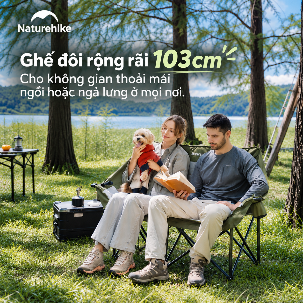 Ghế Đôi Naturehike ComfortMax Star T02 – Ghế Camping 2 Người, Đệm Êm Ái, Khung Thép Chắc Chắn CNK2650JJ016