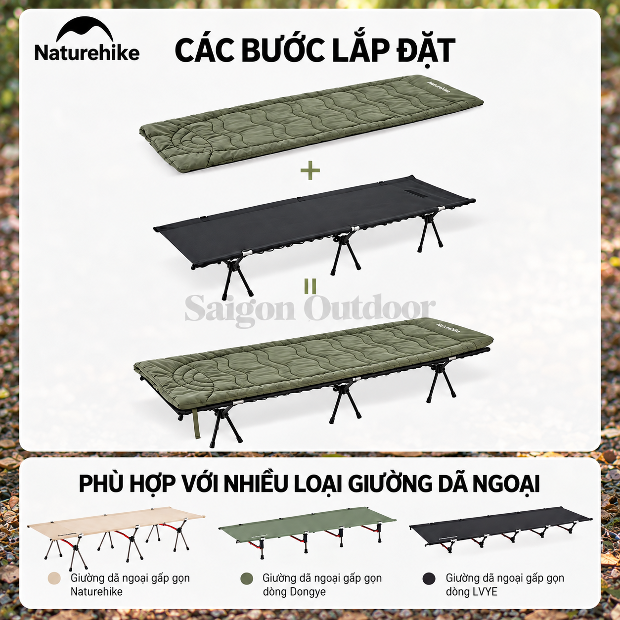Đệm Ngủ Giường Xếp Dã Ngoại Naturehike – Chần Bông Êm Ái, Giữ Ấm, Gấp Gọn CNK2300DZ022