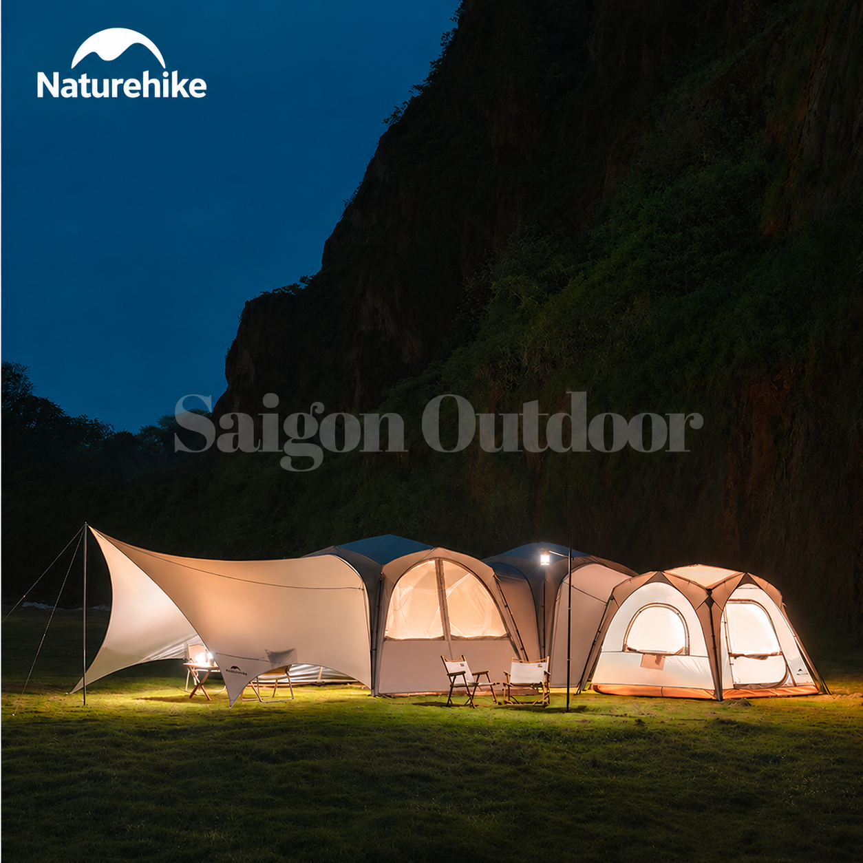 Lều Mái Vòm Tứ Giác Camping Naturehike Ti BLACK® 3×3m – Chống Nắng, Chống Thấm, Cao 2,2m CNK230WS014