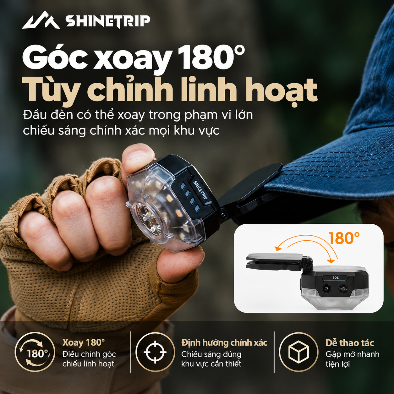 Đèn Camping Đa Năng ShineTrip #05 – 1000LM | Pin 1100mAh | 7 Chế Độ Sáng | Cảm Biến Vẫy Tay | Xoay 180°