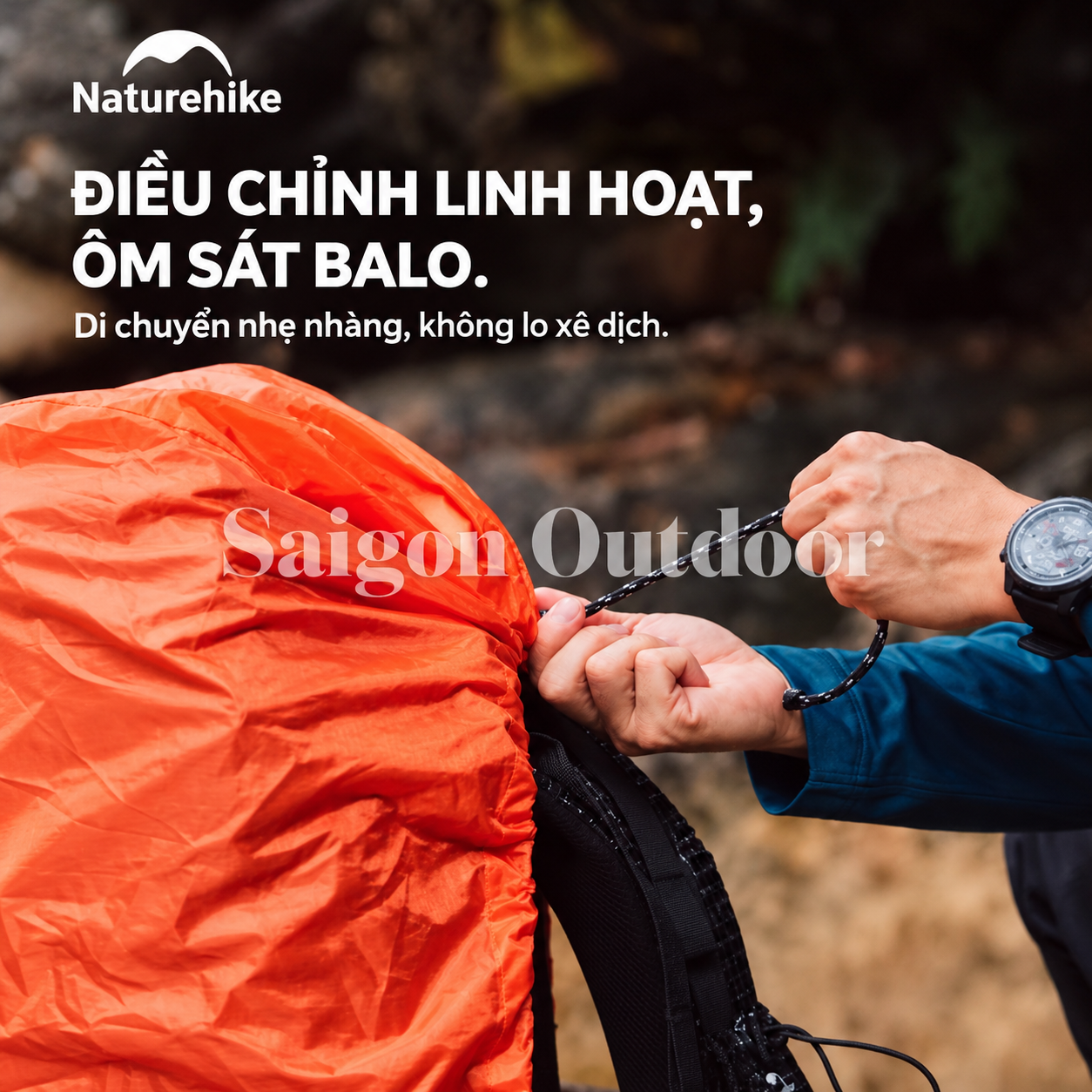 Áo Mưa Bọc Balo Naturehike PU2000 – Chống Nước, Gấp Gọn, Dành Cho Balo 20–75L NH15Y001-Z