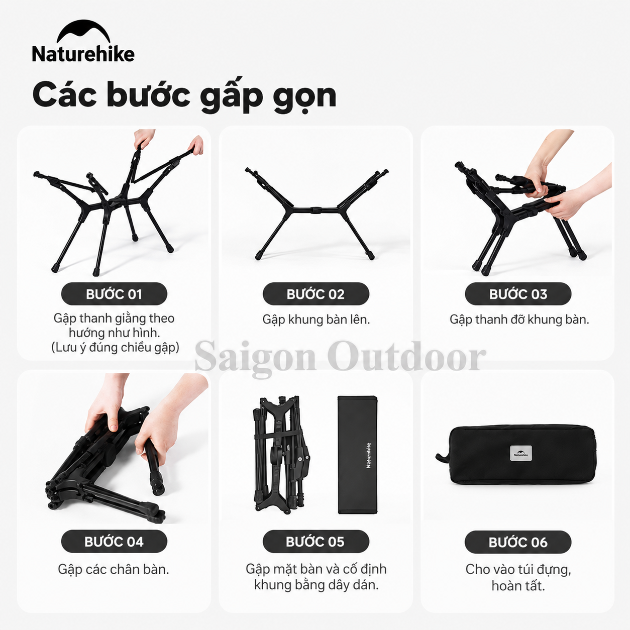 Bàn Gấp Dã Ngoại Naturehike YL01 – Hợp Kim Nhôm, Siêu Gọn Nhẹ, Khung Chữ X CNK2550JJ021